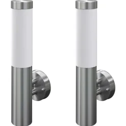 2 appliques murales cylindriques en acier inoxydable