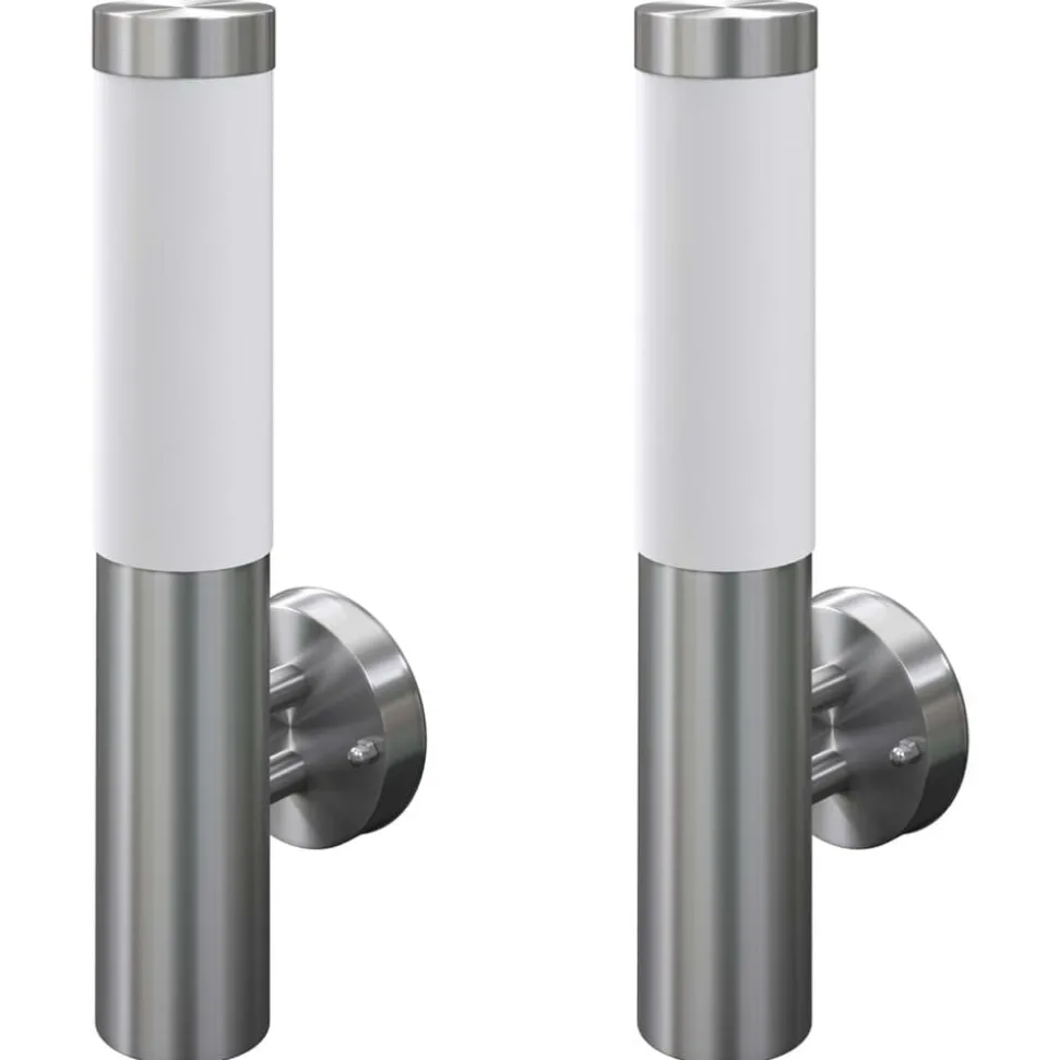 2 appliques murales cylindriques en acier inoxydable