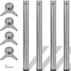 4 pieds de table réglables en hauteur 710 mm Nickel brossé