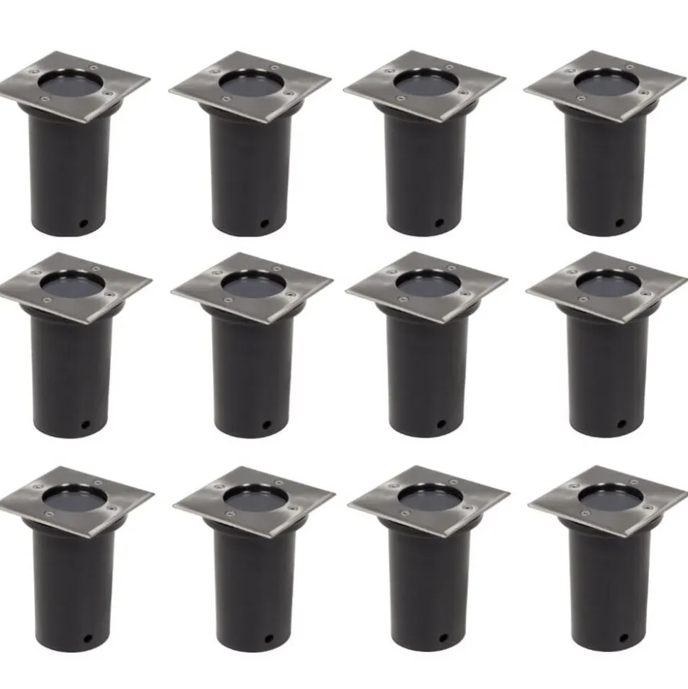 vidaXL 12 pcs Lampes encastrables au sol d'extérieur Carré
