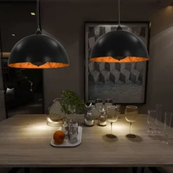 vidaXL 2 pcs Plafonniers Noir et doré Semi-sphérique 40 cm E27