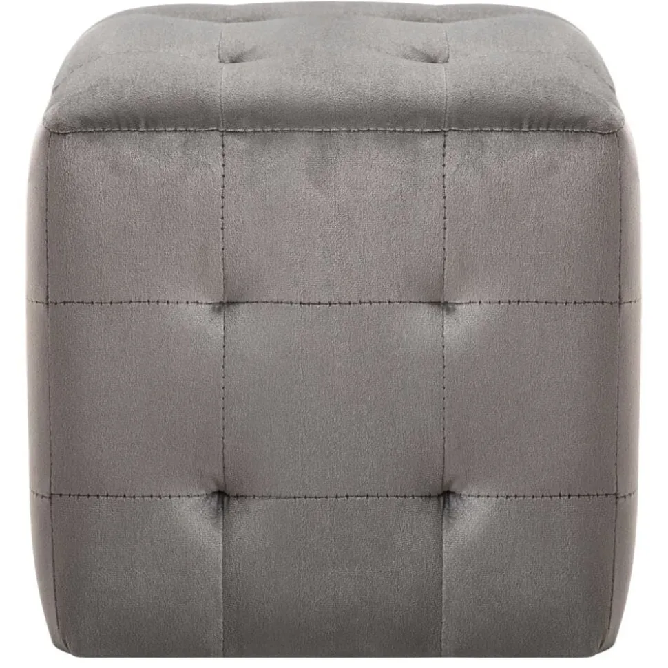 vidaXL 2 pcs Poufs Gris 30 x 30 x 30 cm Tissu velours