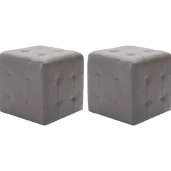 vidaXL 2 pcs Poufs Gris 30 x 30 x 30 cm Similicuir