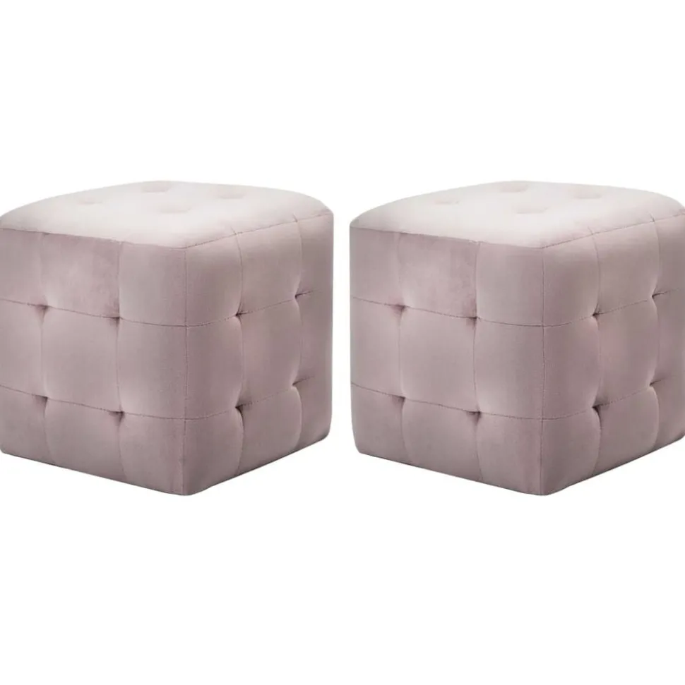 vidaXL 2 pcs Poufs Rose 30 x 30 x 30 cm Tissu velours
