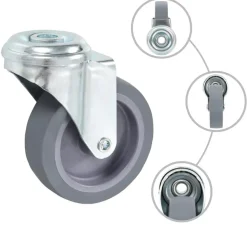 vidaXL 4 pcs Roulettes pivotantes à trou de boulon 75 mm