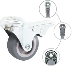 vidaXL 4 pcs Roulettes pivotantes à trou de boulon à double frein 50mm