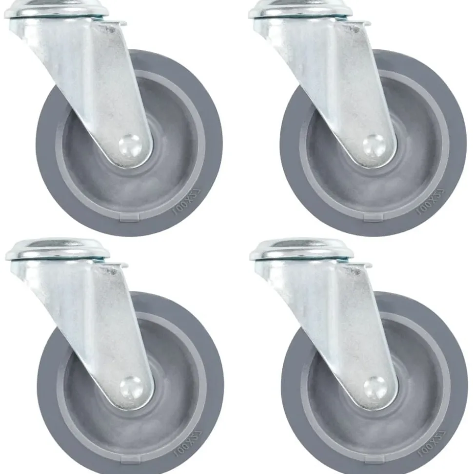 vidaXL 4 pcs Roulettes pivotantes à trou de boulon 100 mm