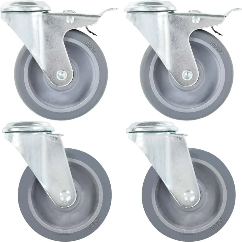 vidaXL 4 pcs Roulettes pivotantes à trou de boulon 100 mm