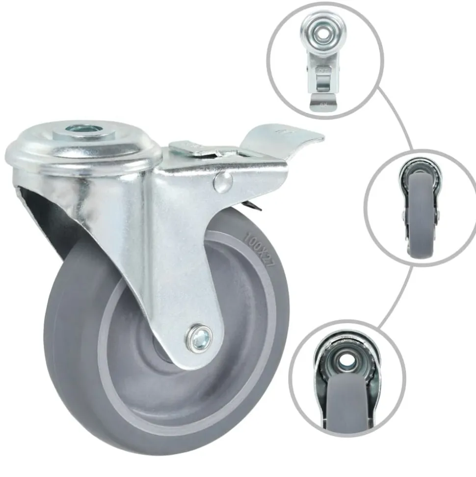 vidaXL 4 pcs Roulettes pivotantes à trou de boulon 100 mm