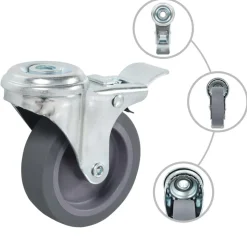 vidaXL 4 pcs Roulettes pivotantes à trou de boulon 75 mm
