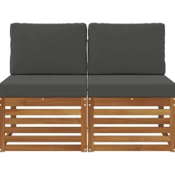 vidaXL 2 Pièce Sofa de milieu extérieur Bois d'Acacia Massif Naturel