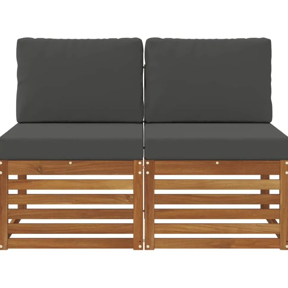 vidaXL 2 Pièce Sofa de milieu extérieur Bois d'Acacia Massif Naturel
