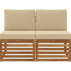 vidaXL 2 Pièce Sofa de milieu extérieur Bois d'Acacia Massif Naturel