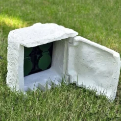 vidaXL 4 prises de jardin étanches Résine Blanc