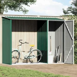 vidaXL Abri à bois de jardin Vert 245x98x159 cm Acier galvanisé