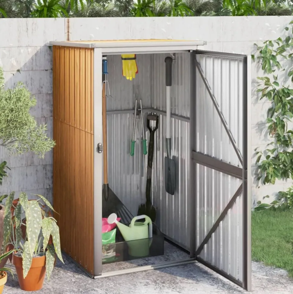 vidaXL Abri à outils de jardin marron 88x89x161 cm acier galvanisé