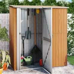 vidaXL Abri de jardin 180,5 x 97 x 209,5 cm Acier galvanisé Aspect bois