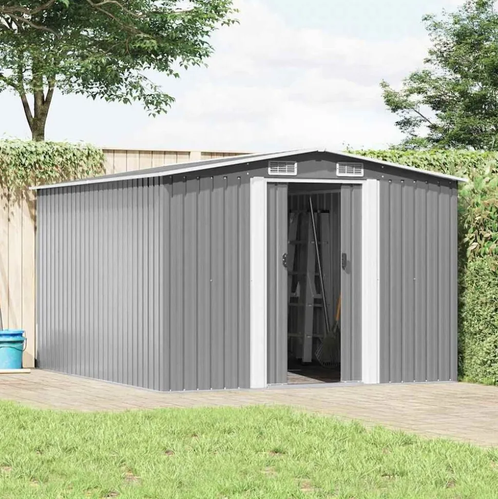 vidaXL Abri de jardin 257x298x178 cm Métal Gris