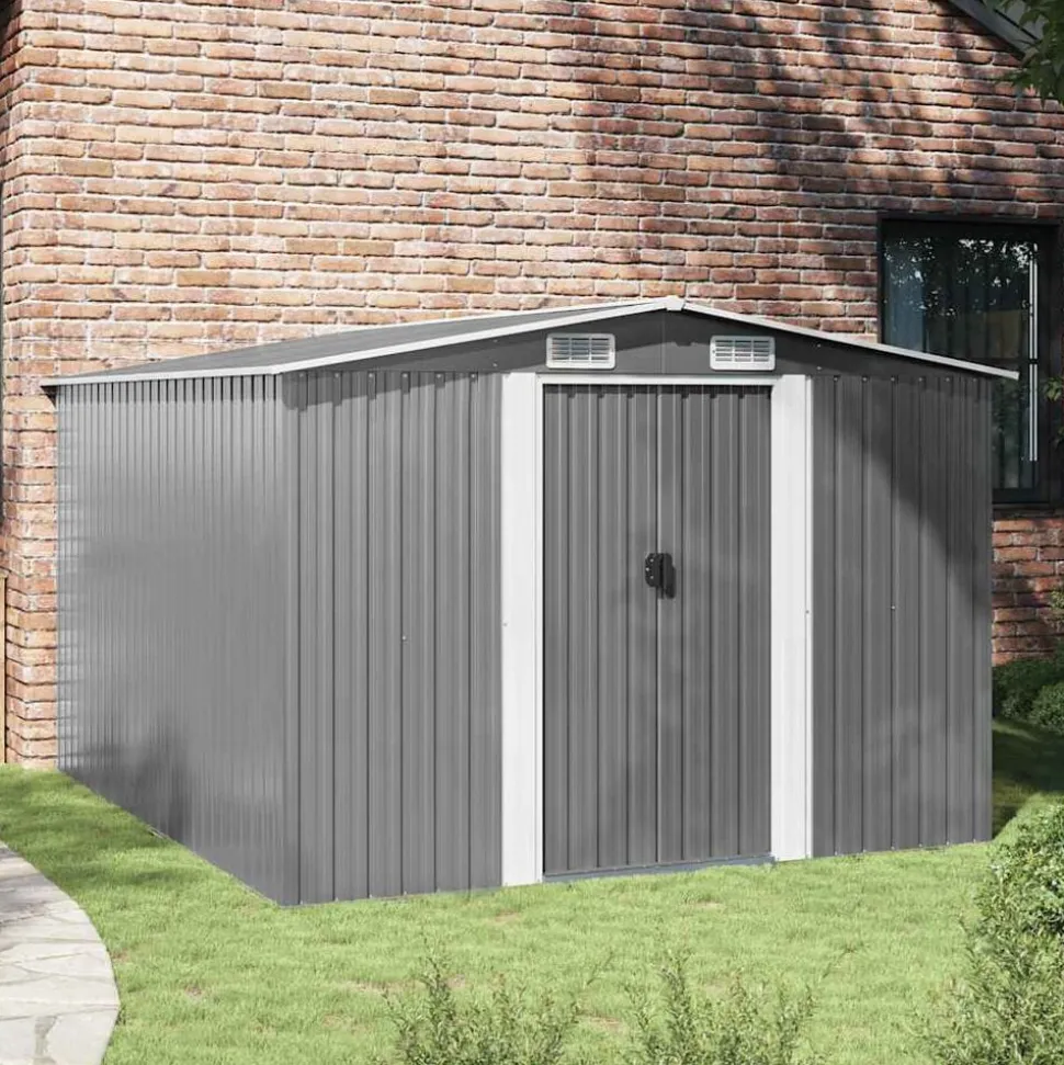 vidaXL Abri de jardin 257x298x178 cm Métal Gris