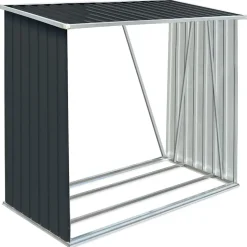 vidaXL Abri de stockage à bois Acier galvanisé 163x83x154cm Anthracite