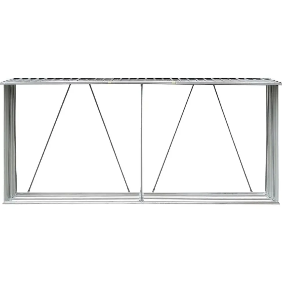 vidaXL Abri de stockage de bois Acier galvanisé 330x84x152 cm Gris