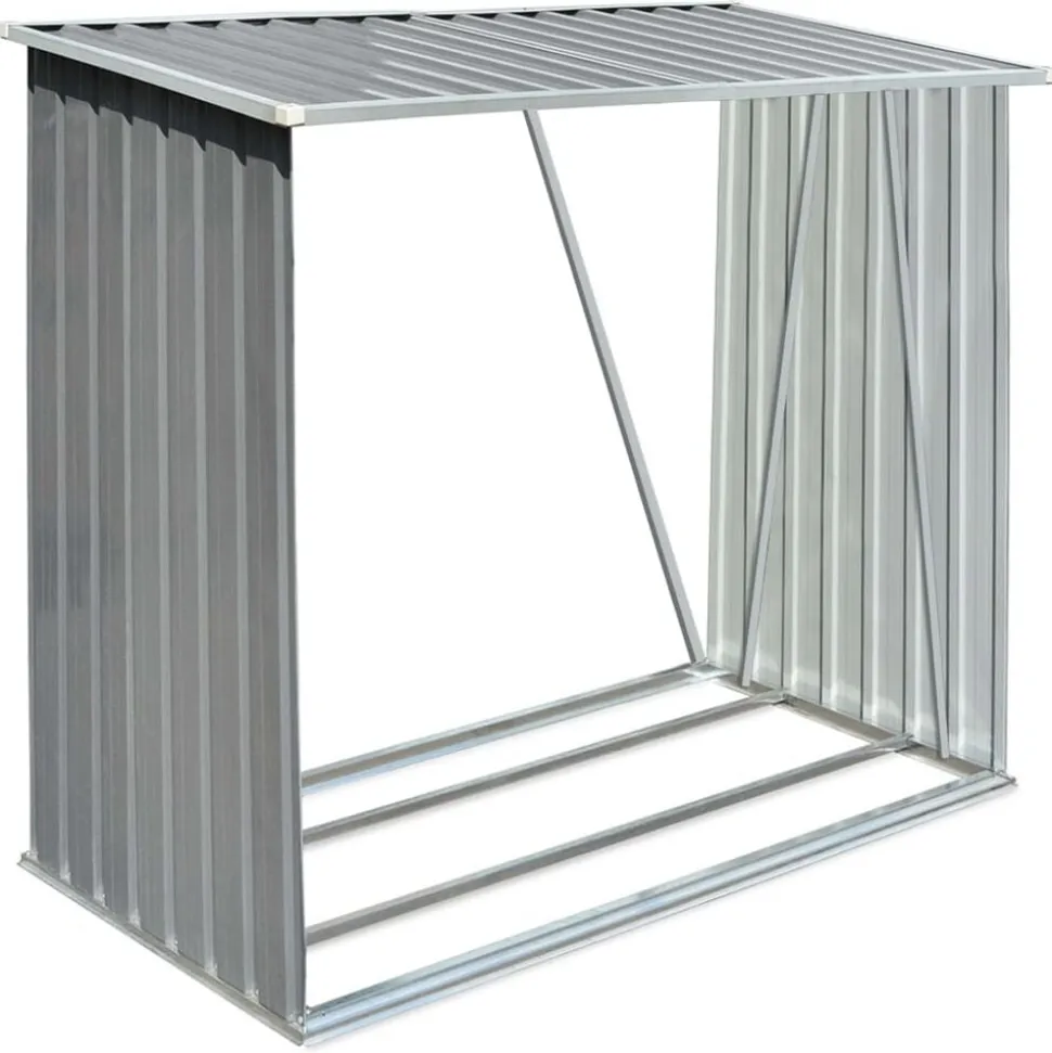 vidaXL Abri de stockage de bois Acier galvanisé 163x83x154 cm Gris