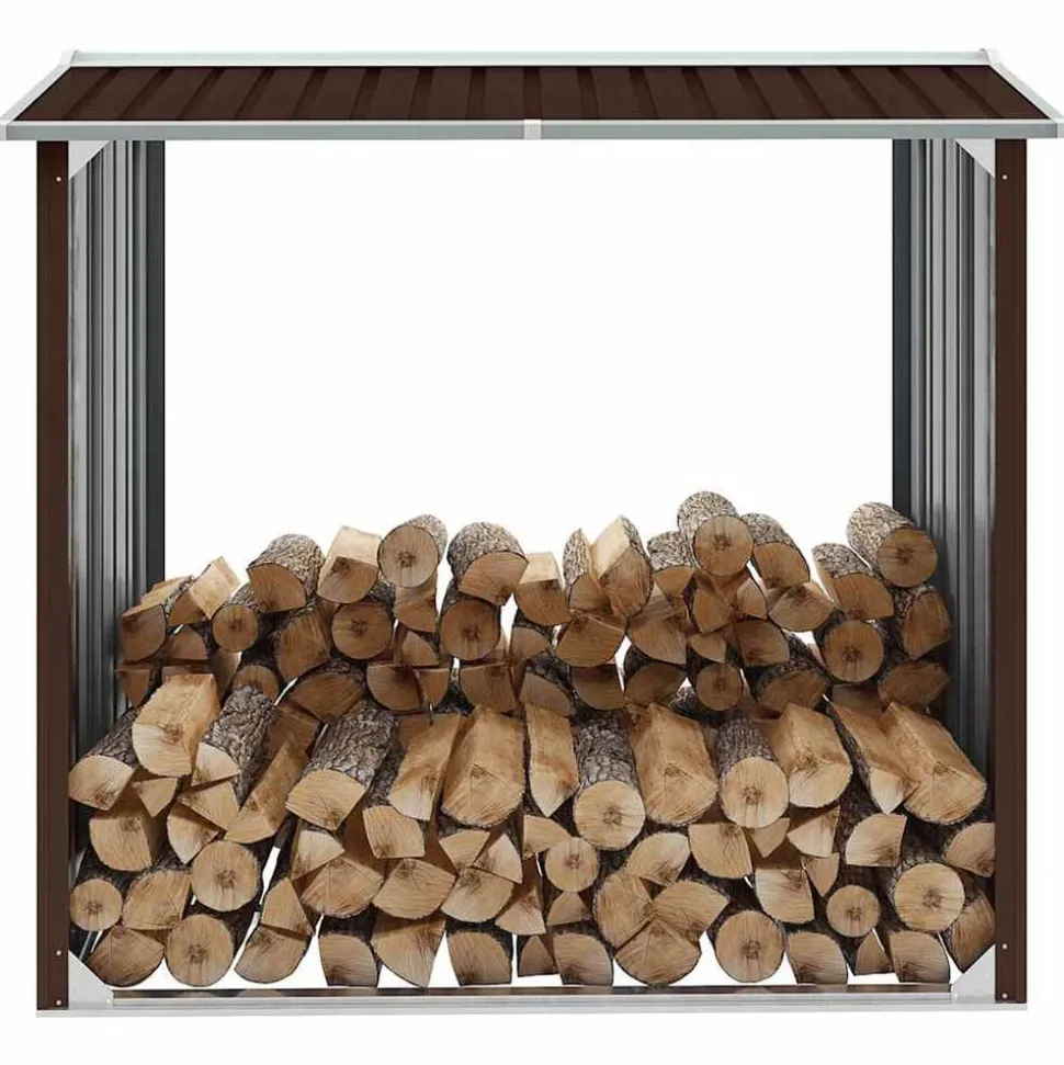 vidaXL Abri de stockage de bois Acier galvanisé 172x91x154 cm Marron