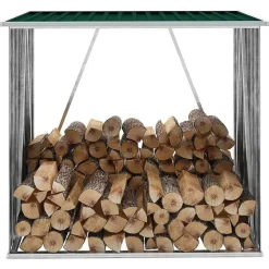 vidaXL Abri de stockage de bois Acier galvanisé 163x83x154 cm Vert