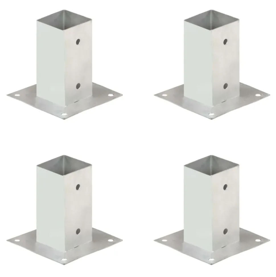 vidaXL Ancres de poteau 4 pcs Métal galvanisé 71 mm