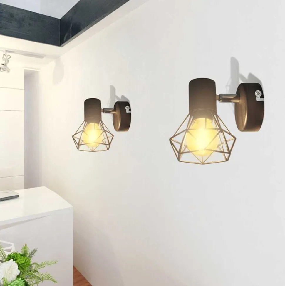vidaXL Applique murale 2 pcs style industriel noir avec ampoule LED