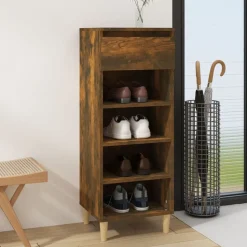vidaXL Armoire à chaussures Chêne fumé 40x36x105 cm Bois d'ingénierie