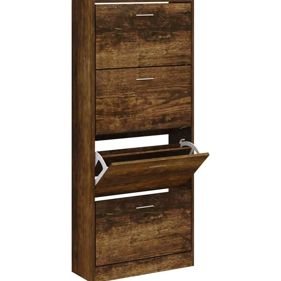vidaXL Armoire à chaussures Chêne fumé 63x24x147 cm Bois d'ingénierie