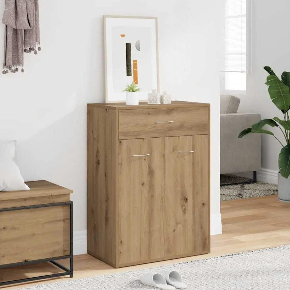vidaXL Armoire à chaussures chêne artisanal bois d'ingénierie