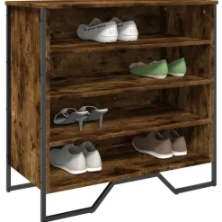 vidaXL Armoire à chaussures chêne fumé 80x38x78 cm bois d'ingénierie