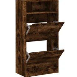 vidaXL Armoire à chaussures chêne fumé 60x34x116 cm bois d'ingénierie