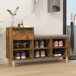 vidaXL Armoire à chaussures Chêne fumé 102x36x60 cm Bois d'ingénierie