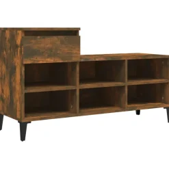 vidaXL Armoire à chaussures Chêne fumé 102x36x60 cm Bois d'ingénierie