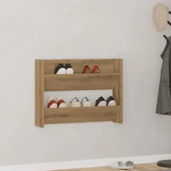vidaXL Armoire à chaussures murale chêne artisanal bois d'ingénierie
