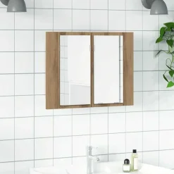 vidaXL Armoire à miroir LED chêne artisanal 60x12x45cm bois ingénierie