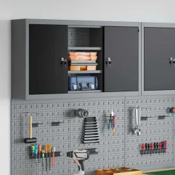 vidaXL Armoire à outils avec étagère Noir et gris 50 x 20 x 55 cm