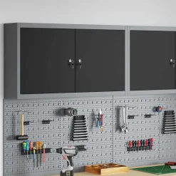 vidaXL Armoire à outils avec étagère Noir et gris 50 x 20 x 55 cm