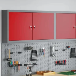 vidaXL Armoire à outils avec étagère Rouge et Gris 50 x 20 x 55 cm