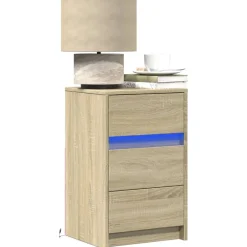 vidaXL Armoire de chevet avec lumières LED chêne sonoma