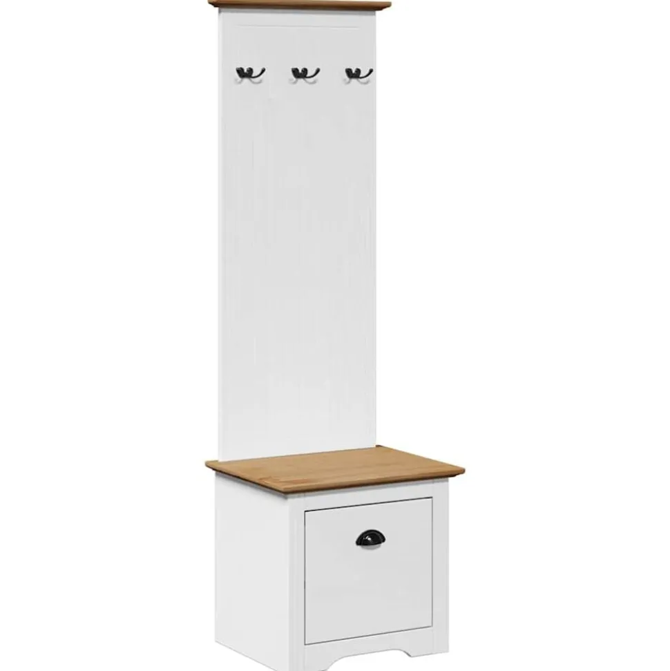 vidaXL Armoire de couloir avec crochets BODO blanc marron 50x40x157 cm