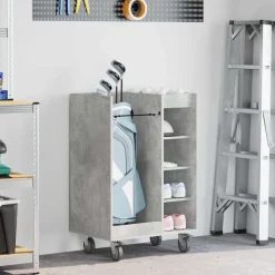 vidaXL Armoire de Golf avec roue Uni Gris béton 65 x 45 x 98 cm