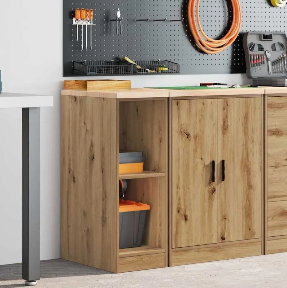 vidaXL Armoire de rangement de garage chêne artisanal bois de pin
