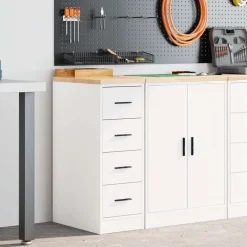 vidaXL Armoire de rangement de garage blanc 30x51x85 cm bois de pin
