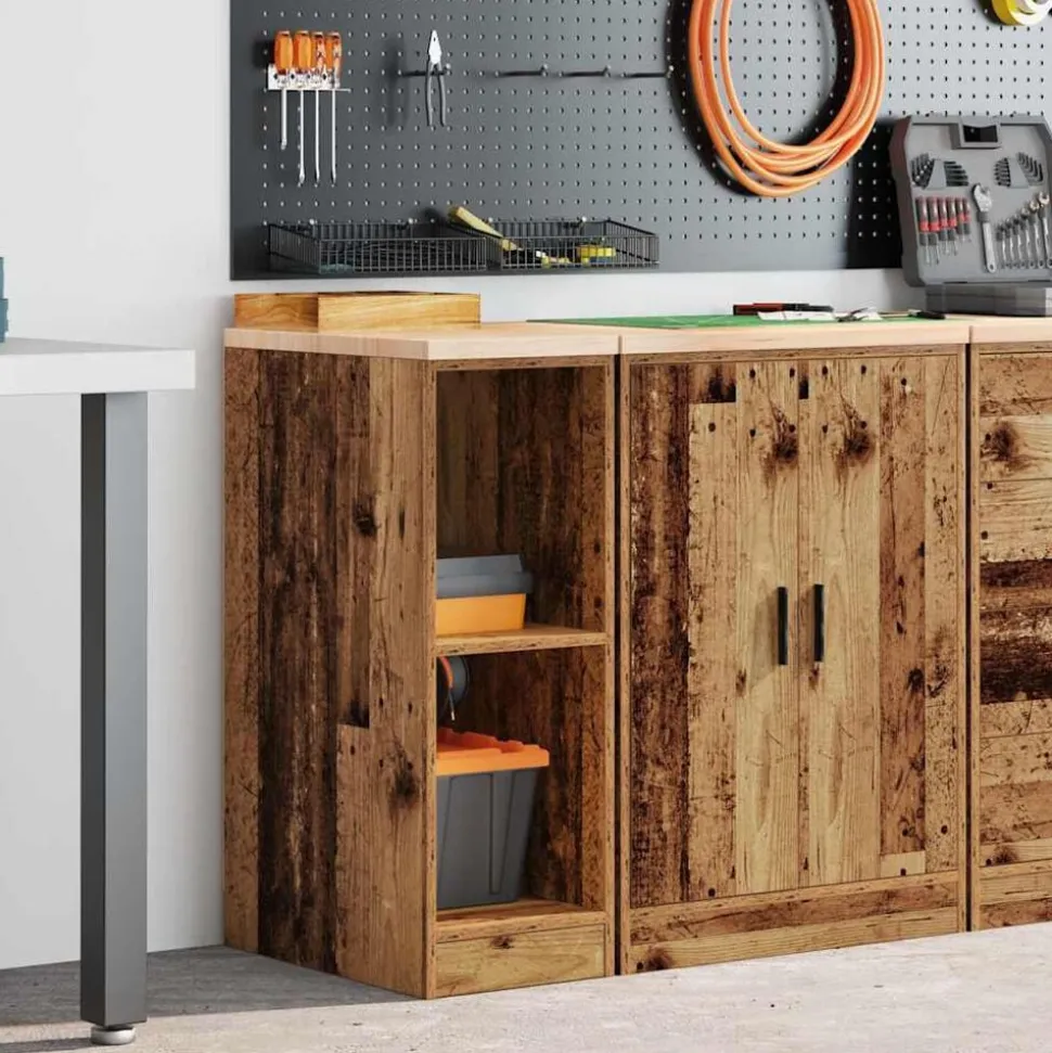vidaXL Armoire de rangement de garage vieux bois 30x51x85 cm bois pin