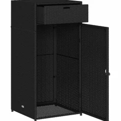 vidaXL Armoire de rangement de jardin noir 55x55x111 cm résine tressée