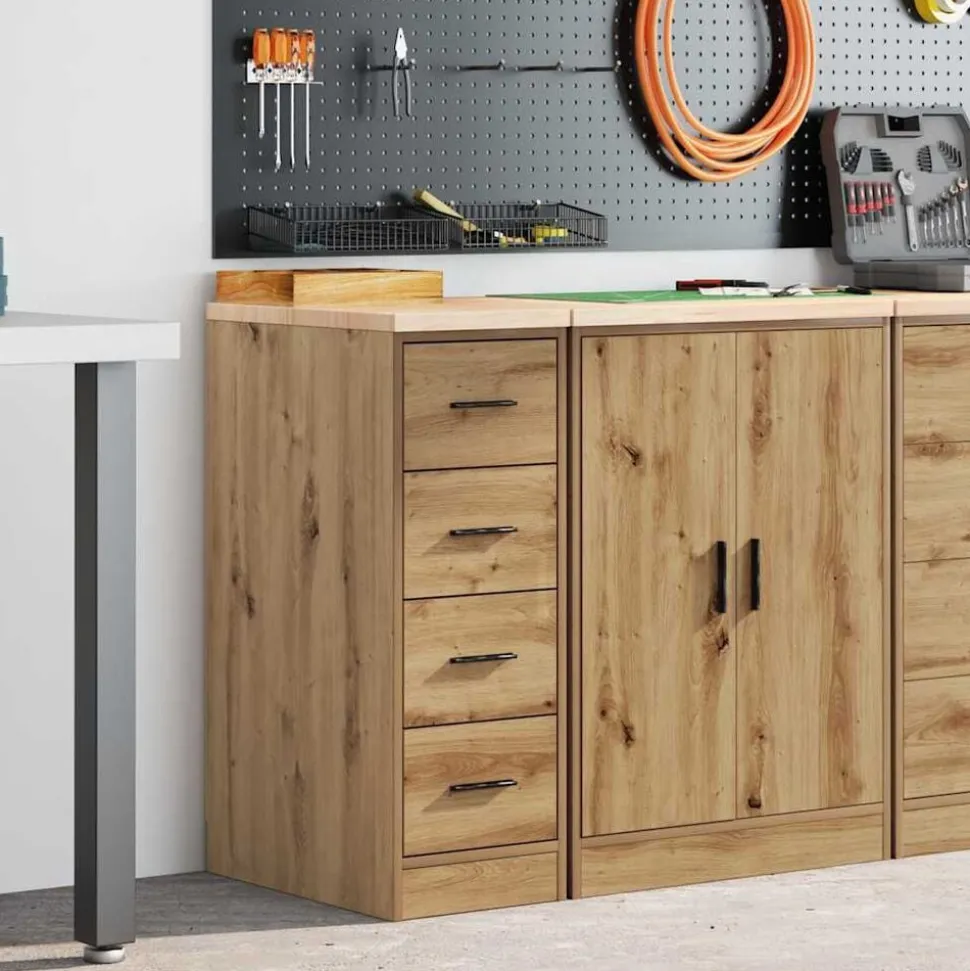 vidaXL Armoire de rangement de garage chêne artisanal bois de pin